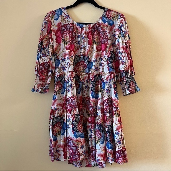 NWT MISA LOS ANGELES Honor Floral‎ Mini Dress Open Back Shift Pink Blue Size XS - Picture 5 of 16